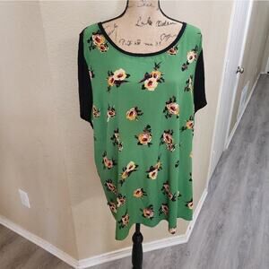 Lane Bryant green floral‎ comfy shirt plus size 22/24